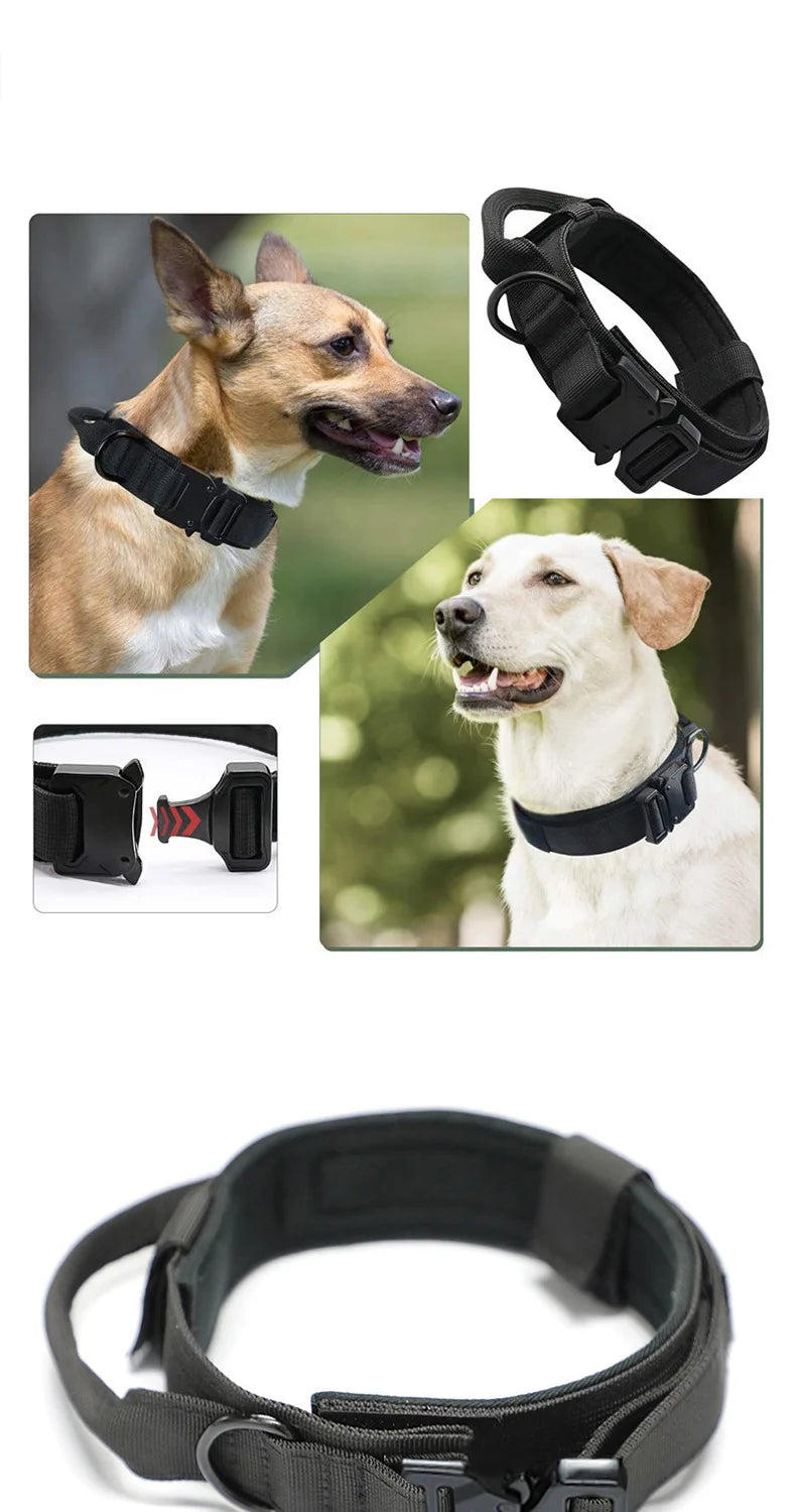 Durable Tactical Dog Collar Leash Pet Bungee Leash Durable Nylon Pet Training Collars With Handle Large Dogs French Bulldog