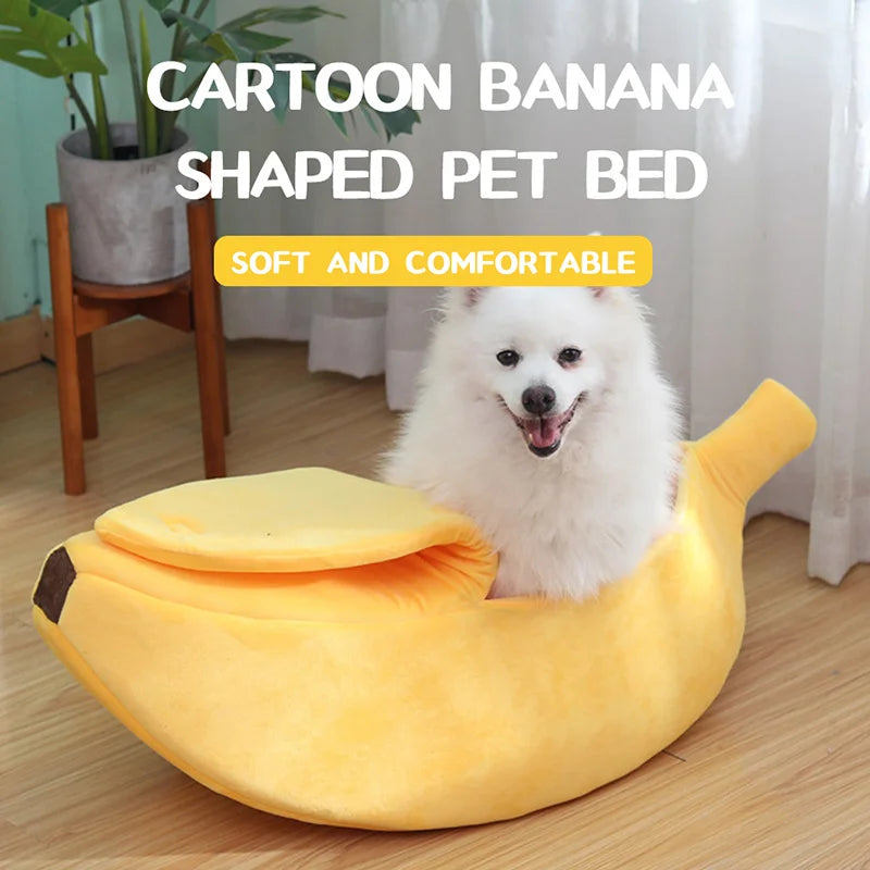 Banana shaped pet bed house - multicolor