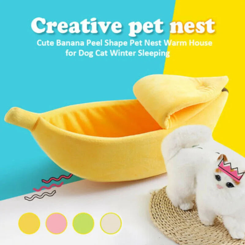 Banana shaped pet bed house - multicolor