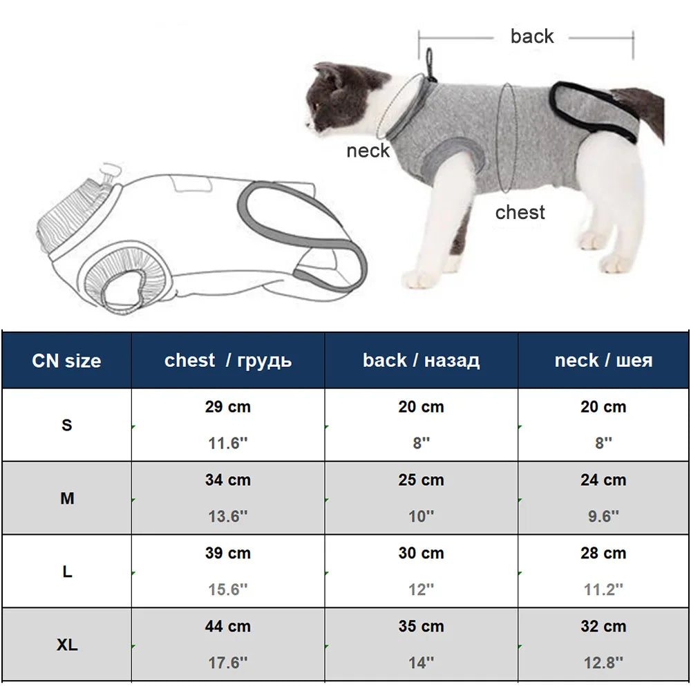 Kitten Onesies Cat Recovery Suit for Abdominal Wounds or Skin Diseases After Surgery Wear E-Collar Alternative for Cats and Dogs