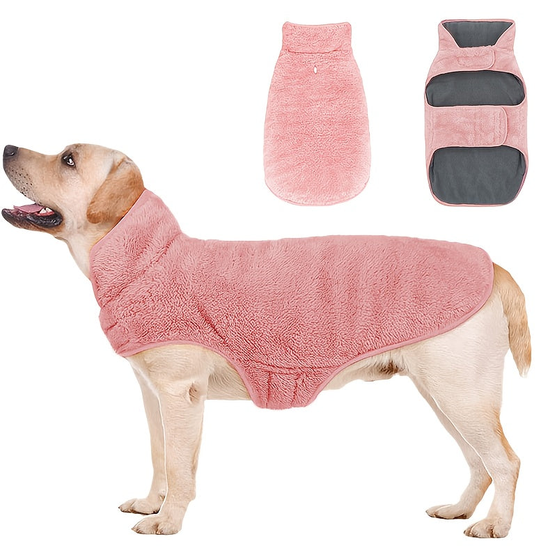 Double-Sided Fleece Dog Winter Coat – Windproof & Warm