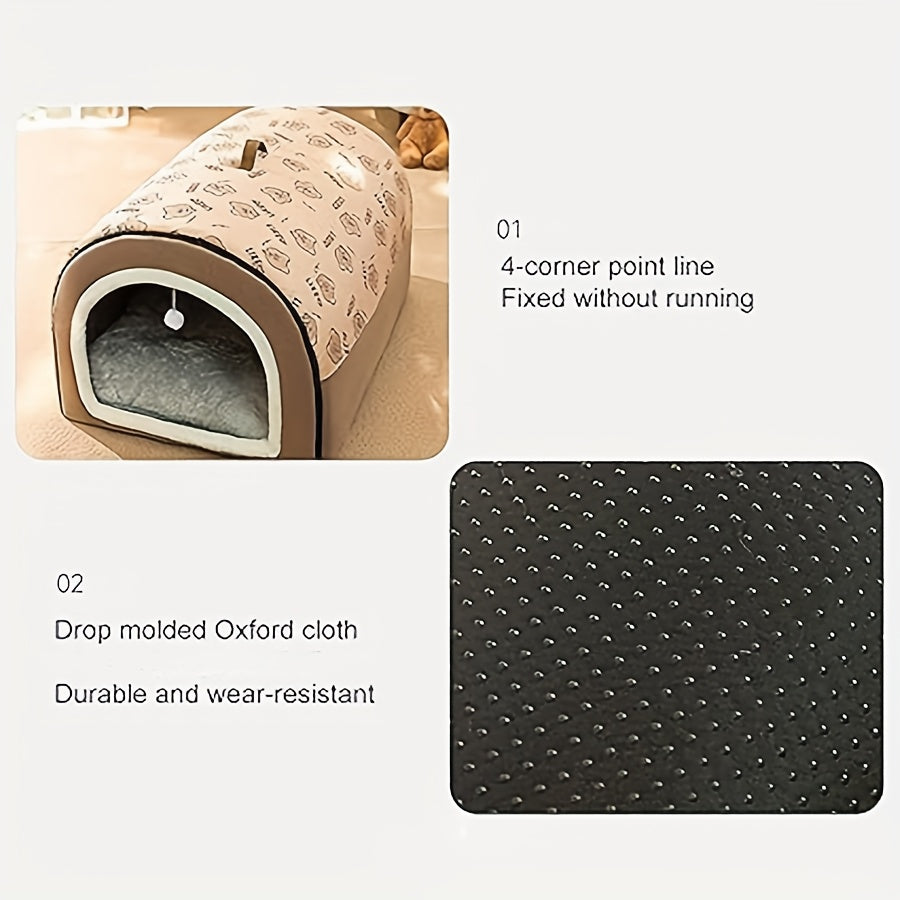 2-in-1 Detachable Indoor Plush Pet Bed with Handle