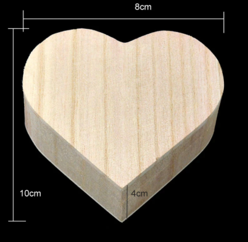 Heart Shaped Cedar Finish Wooden Gift Box - Small