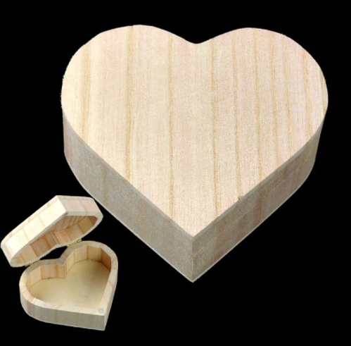 Heart Shaped Cedar Finish Wooden Gift Box - Small