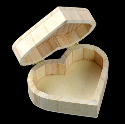 Heart Shaped Cedar Finish Wooden Gift Box - Small