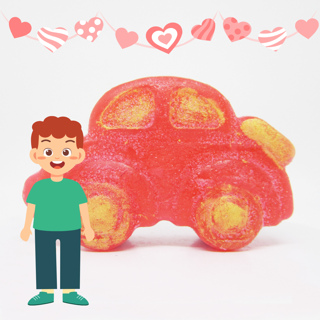 RIMURIMU Handmade Kids Pink Car Natural Soap
