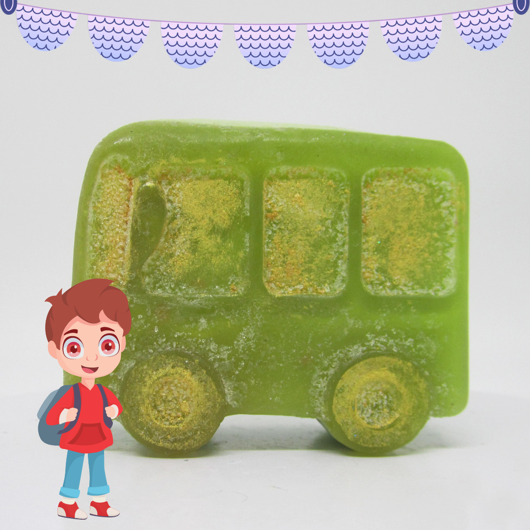 RIMURIMU Handmade Kids Green School Bus Natural Soap