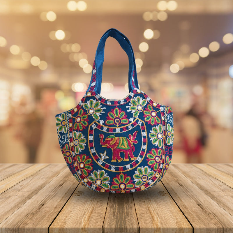 Hand Embroidered Ethnic Shoulder bag | Bohemian bag - Multicolored embroidery patches - 08