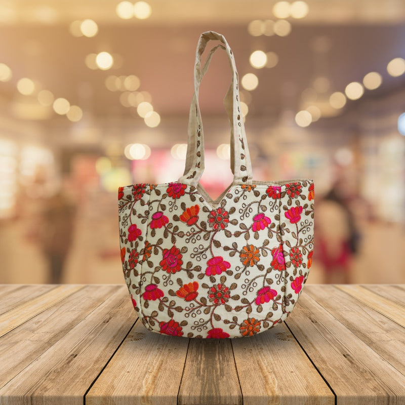 Hand Embroidered Ethnic Shoulder bag | Bohemian bag - Multicolored embroidery patches - 10