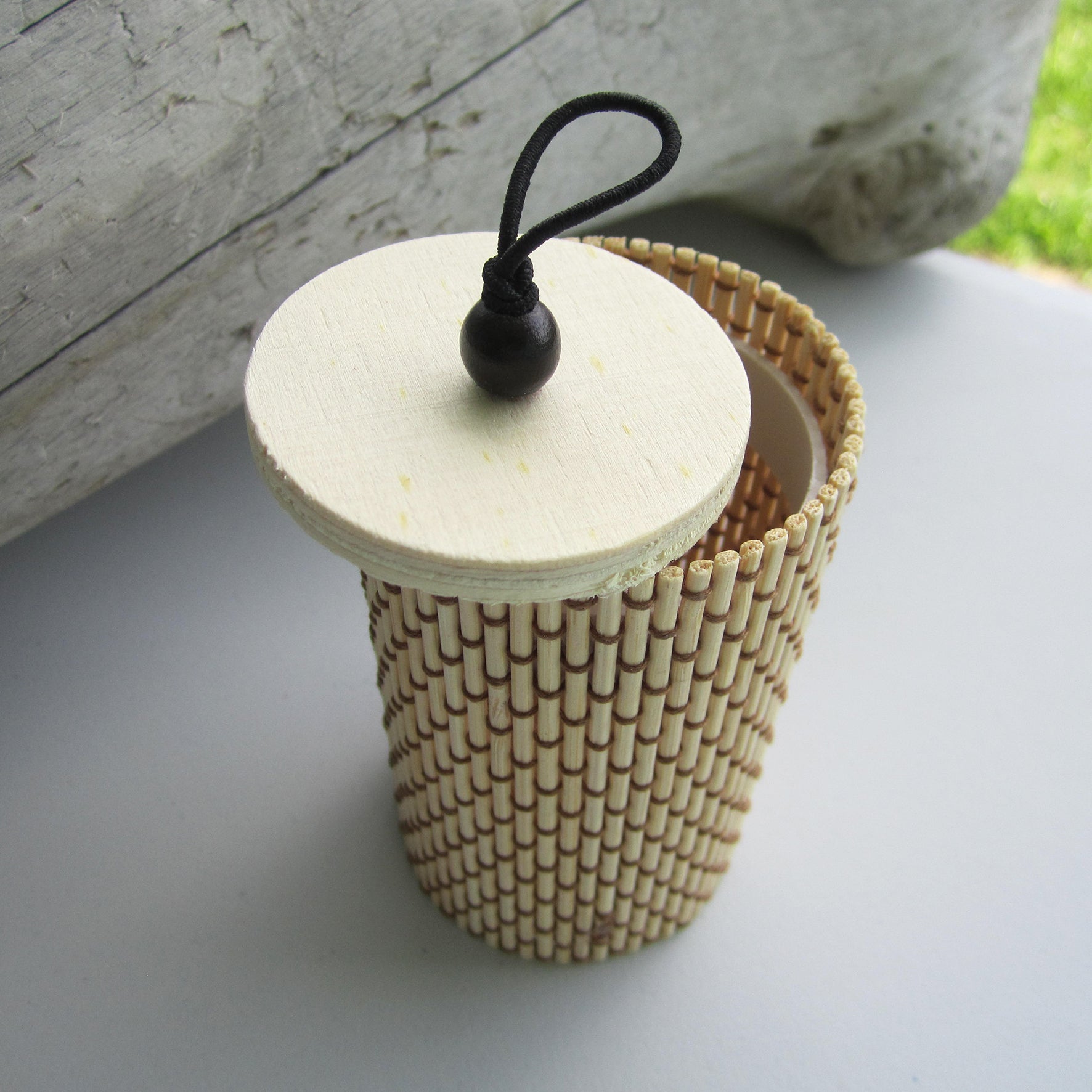 Unique Cylindrical Jewelry Bamboo Storage Box - Beige