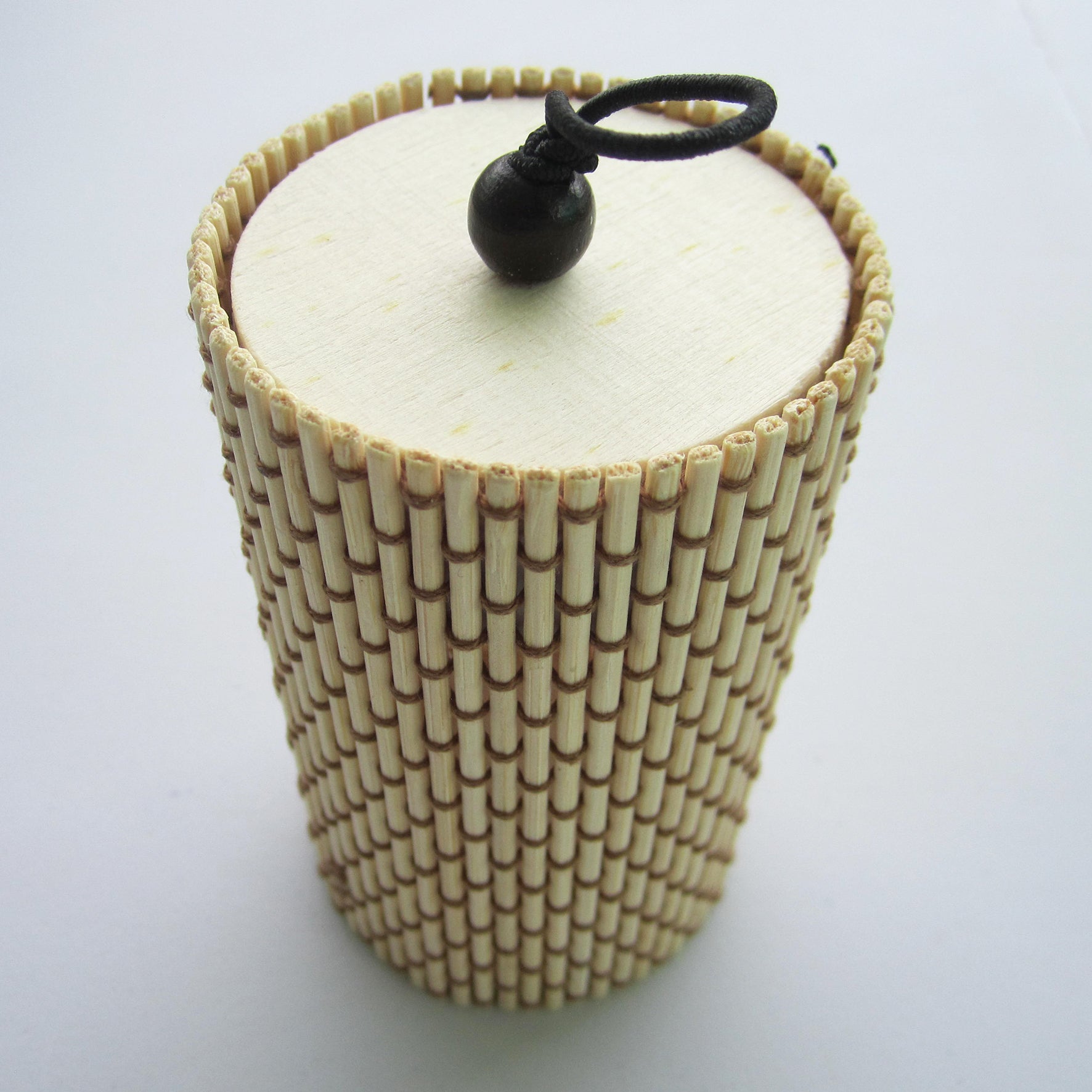 Unique Cylindrical Jewelry Bamboo Storage Box - Beige