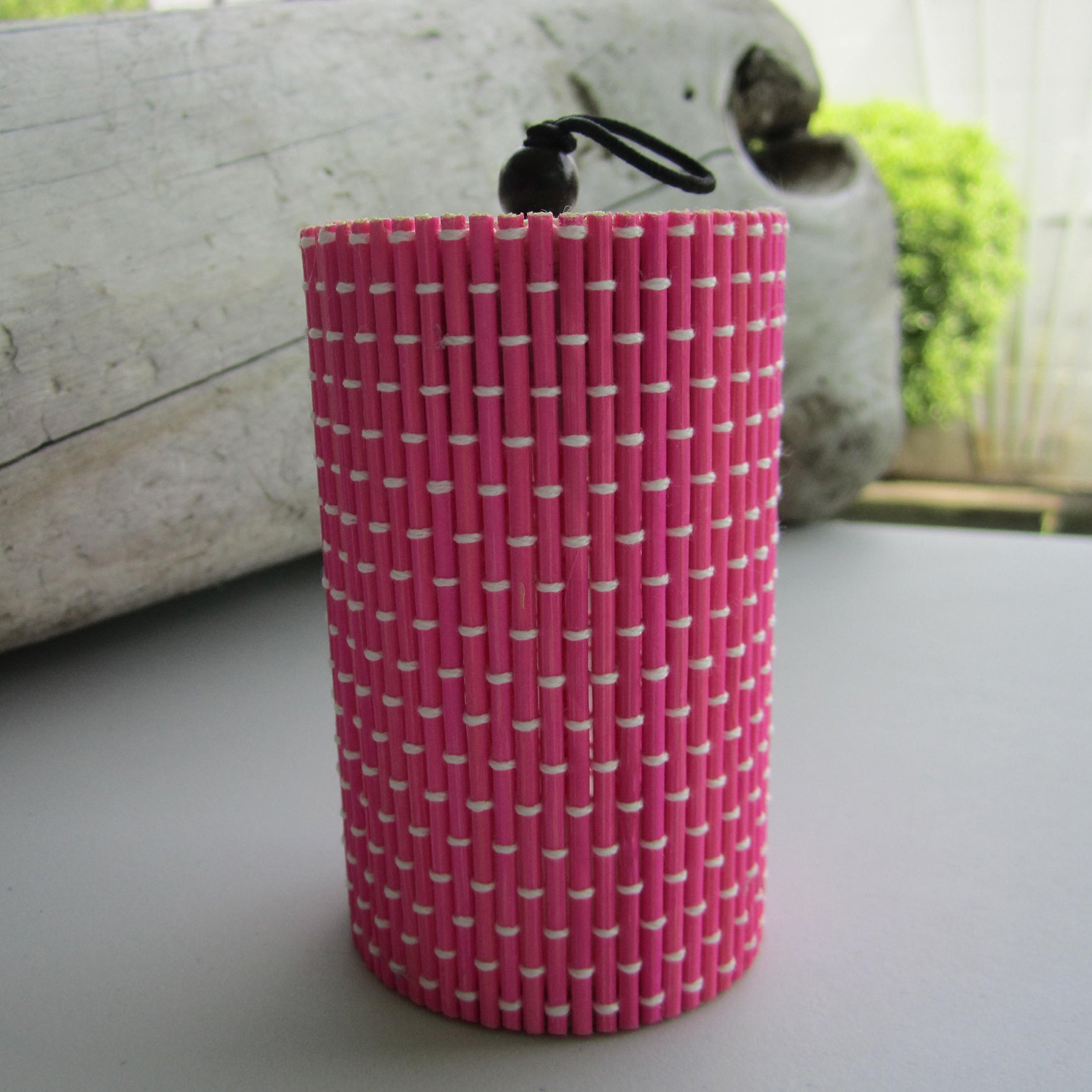 Unique Cylinder Jewelry Bamboo Storage Box - Rosy Red