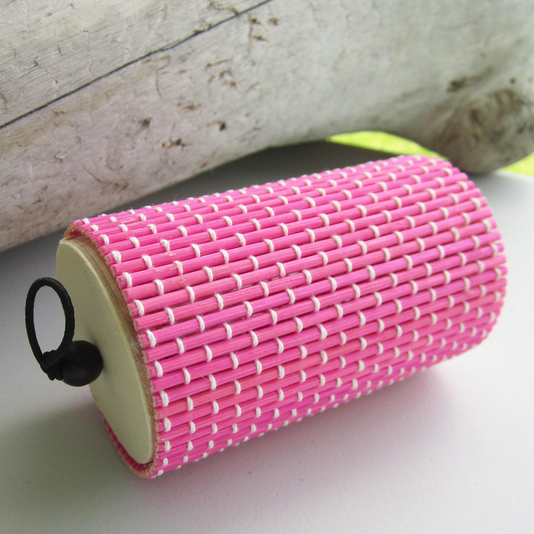 Unique Cylinder Jewelry Bamboo Storage Box - Rosy Red