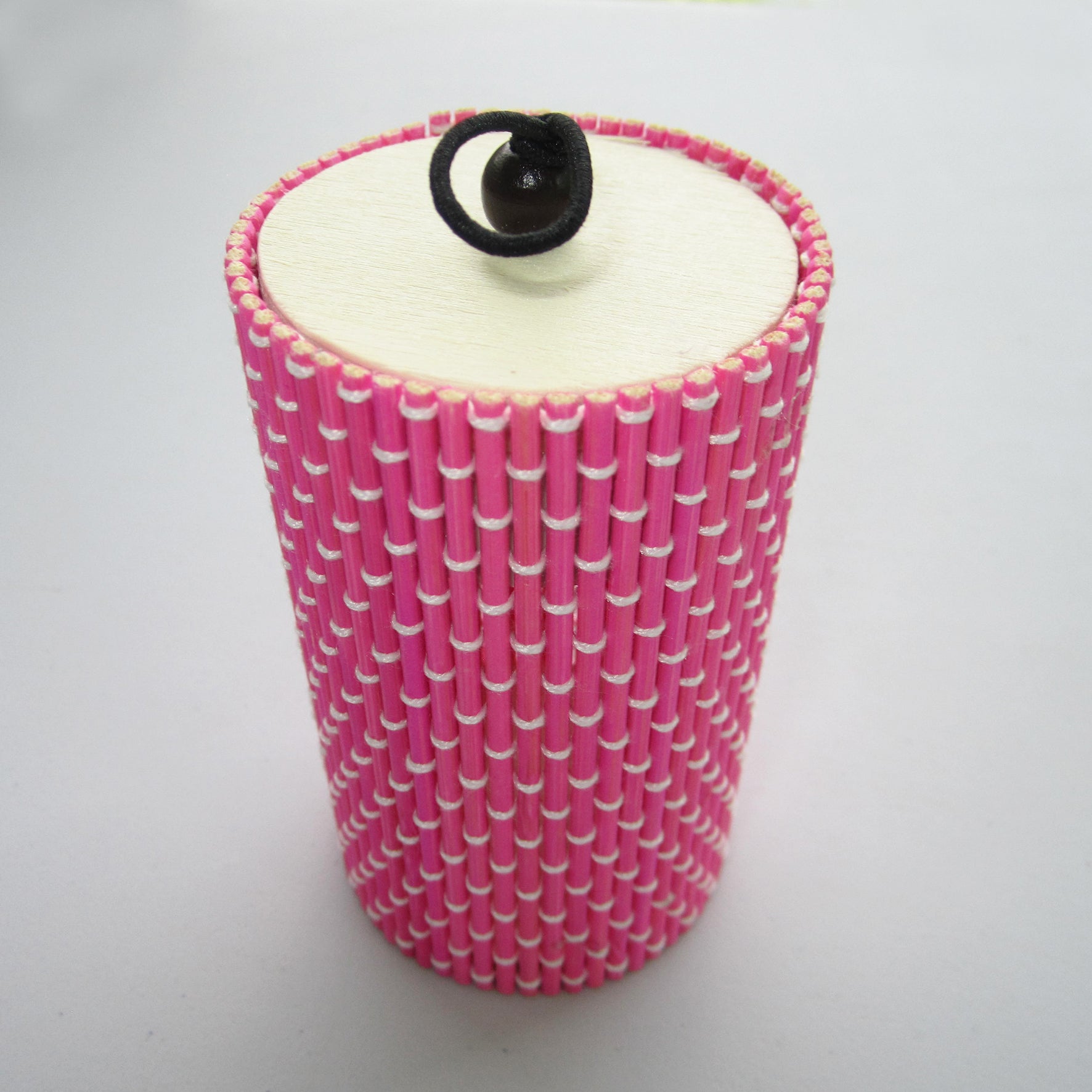 Unique Cylinder Jewelry Bamboo Storage Box - Rosy Red