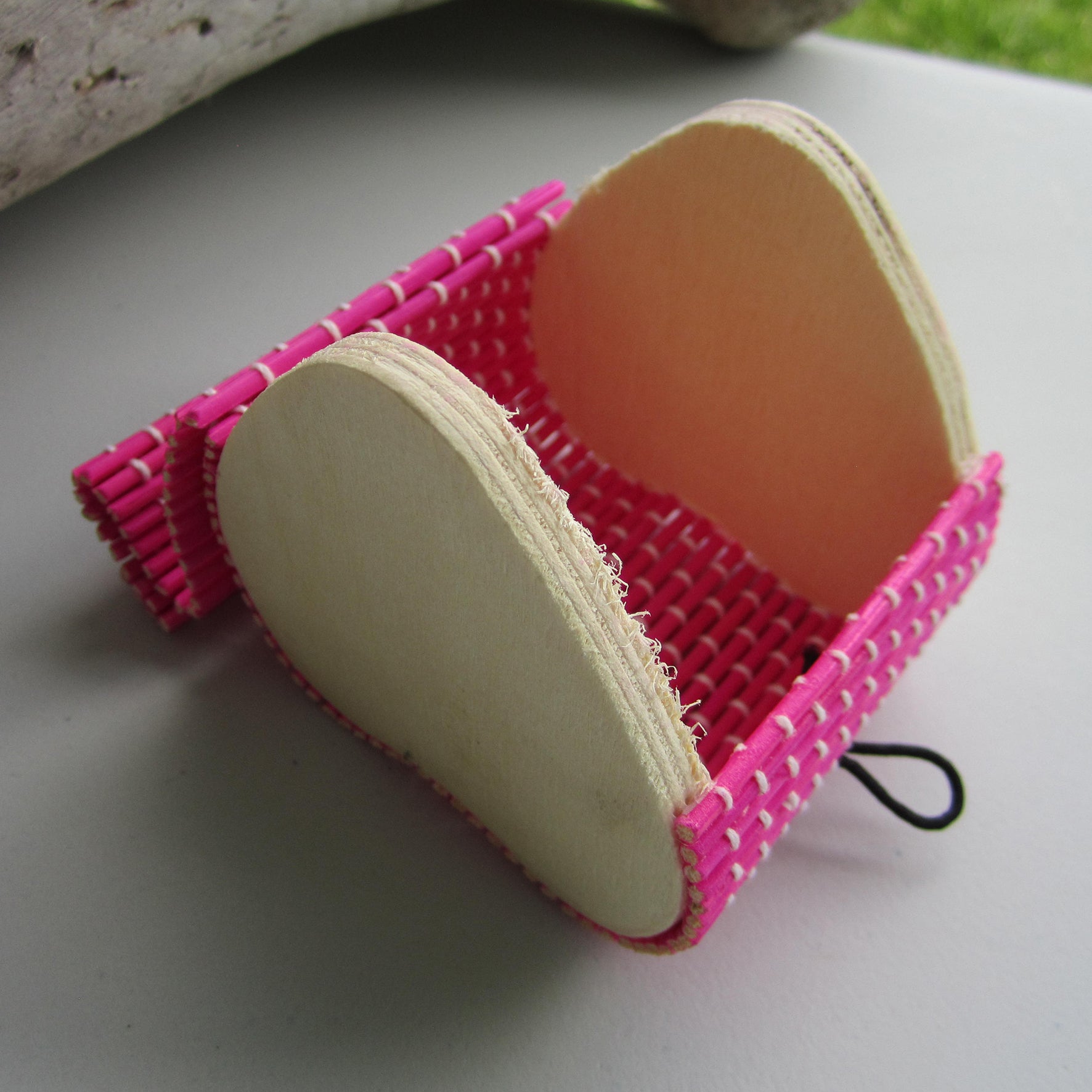 Simple Cute Heart Shaped Bamboo Storage Box - Pink