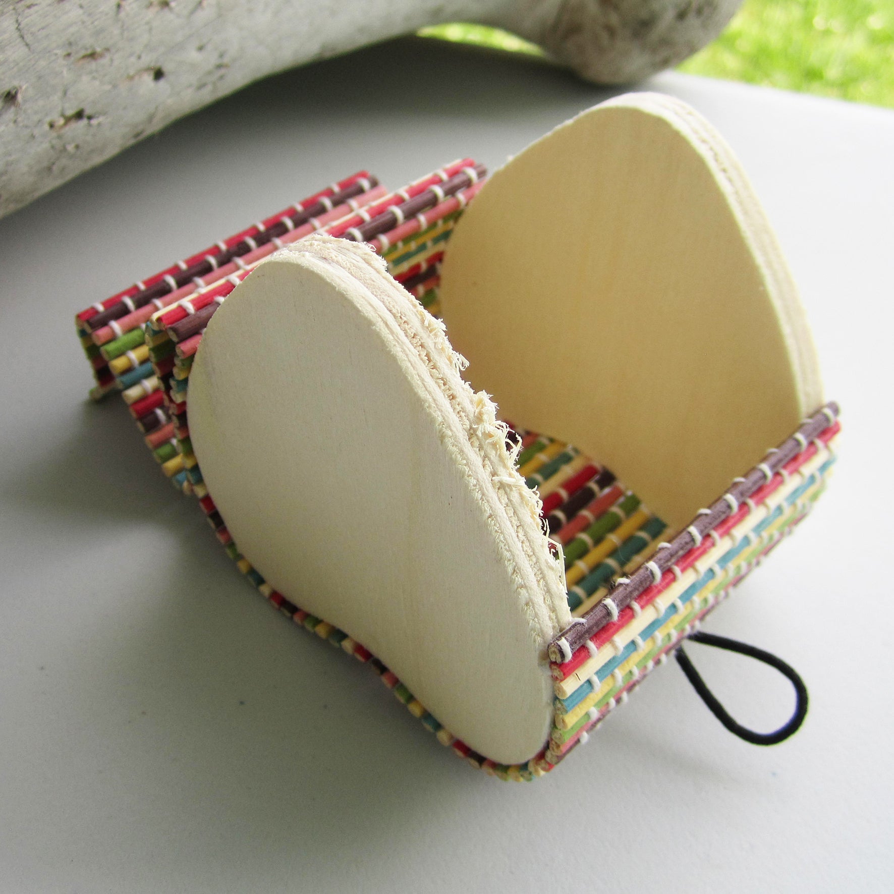 Simple Cute Heart Shaped Bamboo Storage Box - Multi