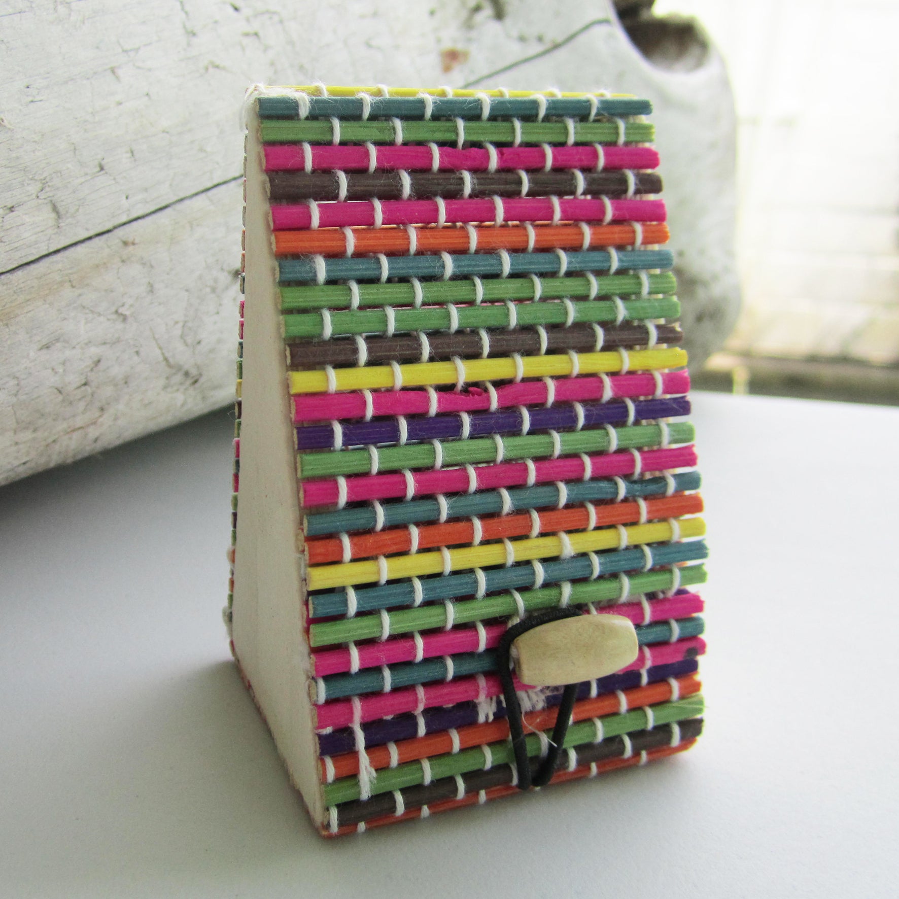 Pyramid Shaped Bamboo Storage Case - Rainbow Colour
