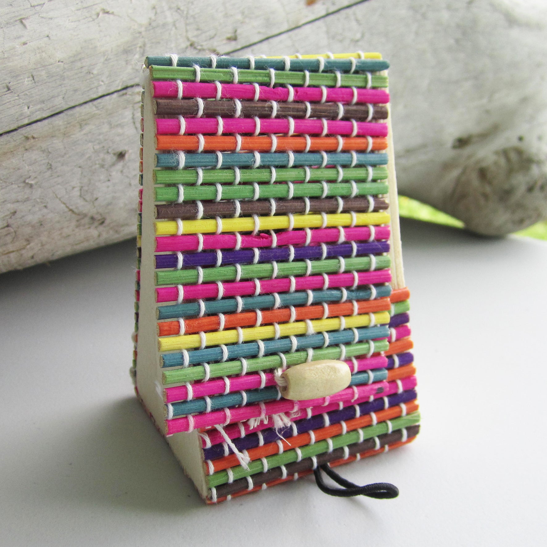 Pyramid Shaped Bamboo Storage Case - Rainbow Colour