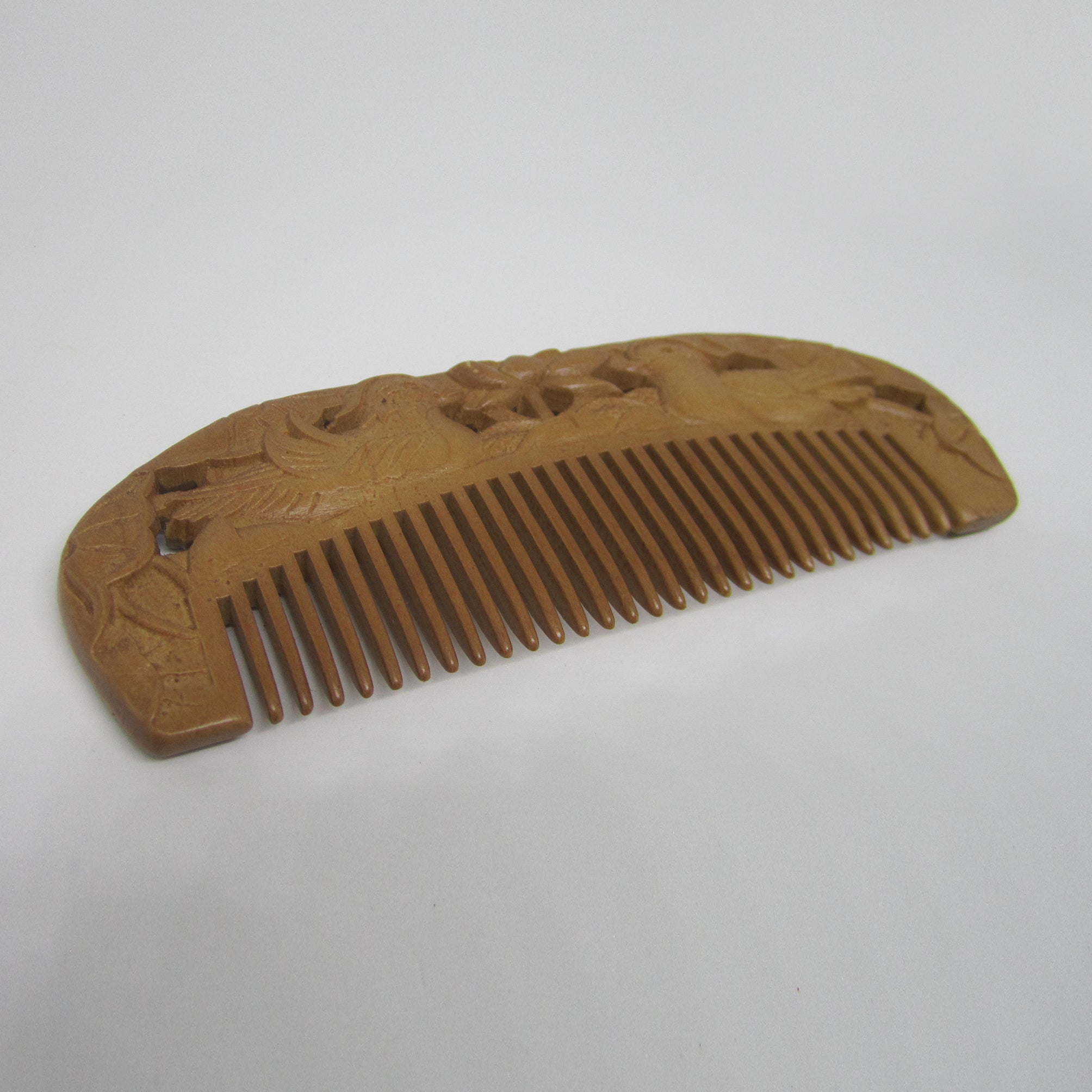 Natural Peach Wood comb (Birds)