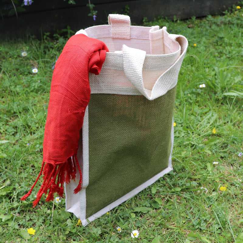 Jute Handbag - Patch Murky Green