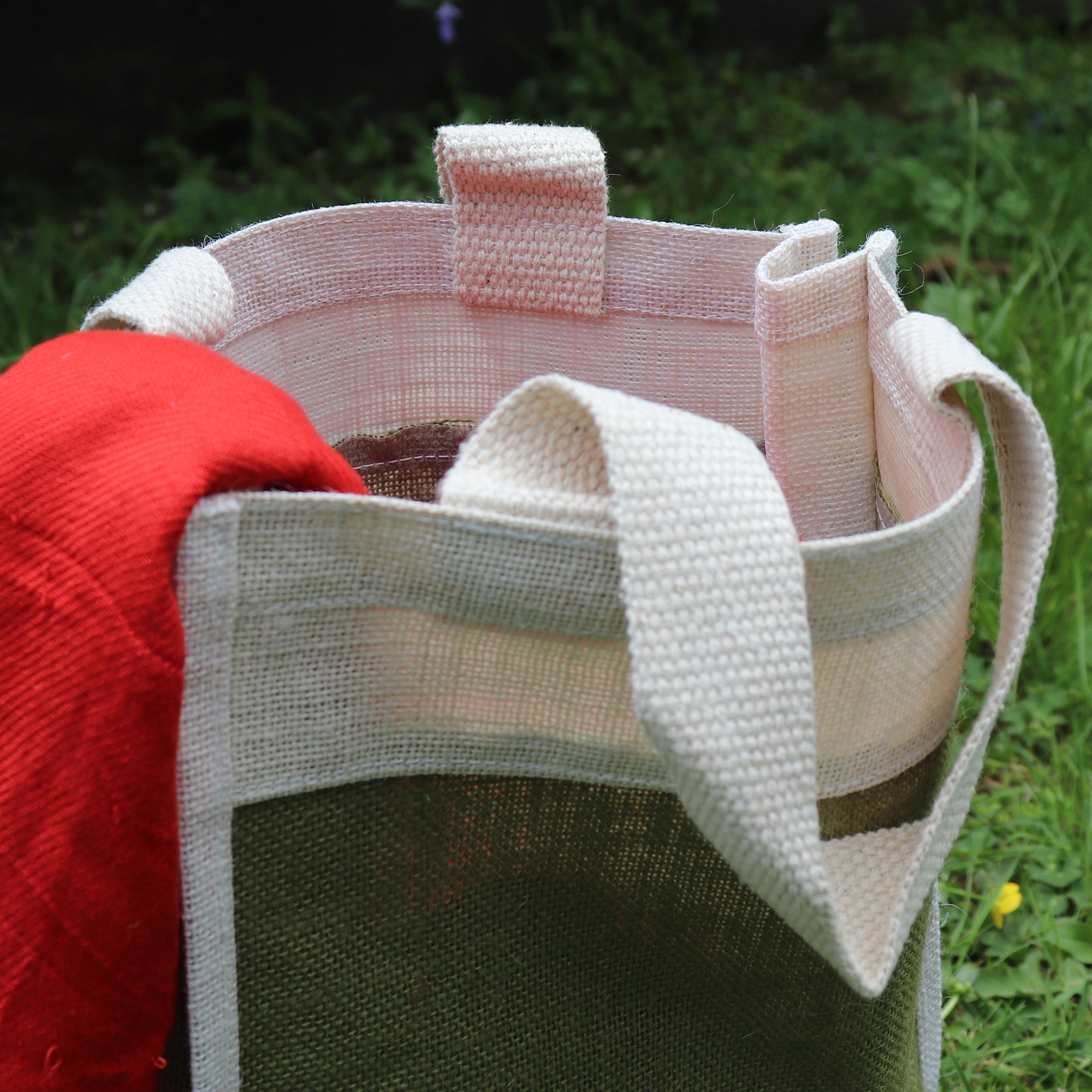 Jute Handbag - Patch Murky Green