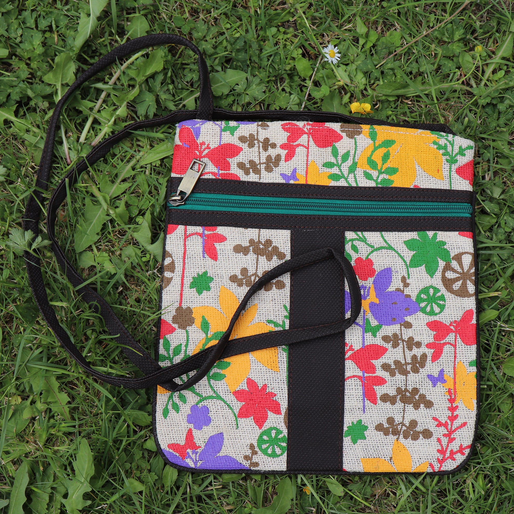 Jute Sling Bag Floral