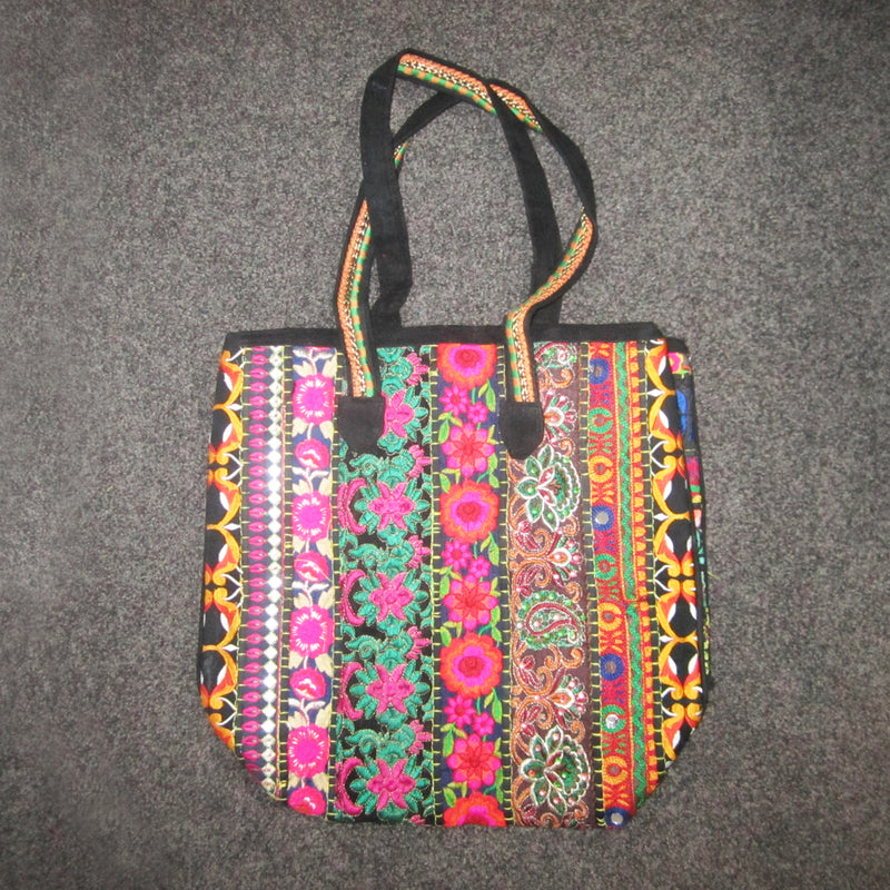 Hand Embroidered Ethnic Shoulder bag | Bohemian bag - Multicoloured embroidery patches - 03