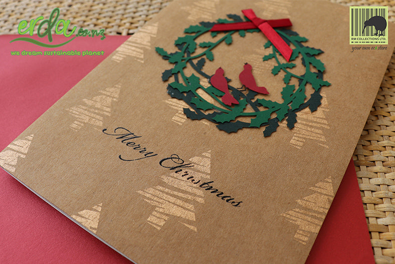 Handmade Handcrafted Bird Flower Paper Christmas Greeting Cards