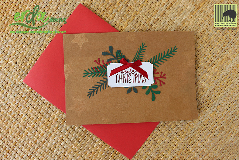 Handmade Handcrafted Christmas Bow Paper Christmas Greeting Cards