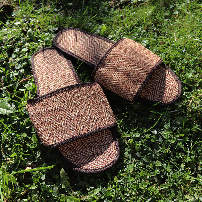 Jute Slip On Slippers Open - Drk Brwn