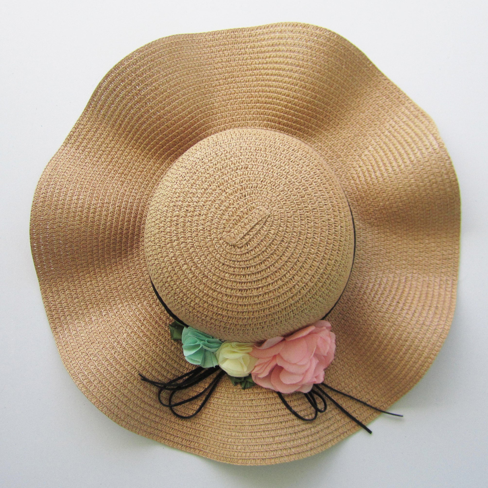 Sensational Straw Hat with flowers - Khaki