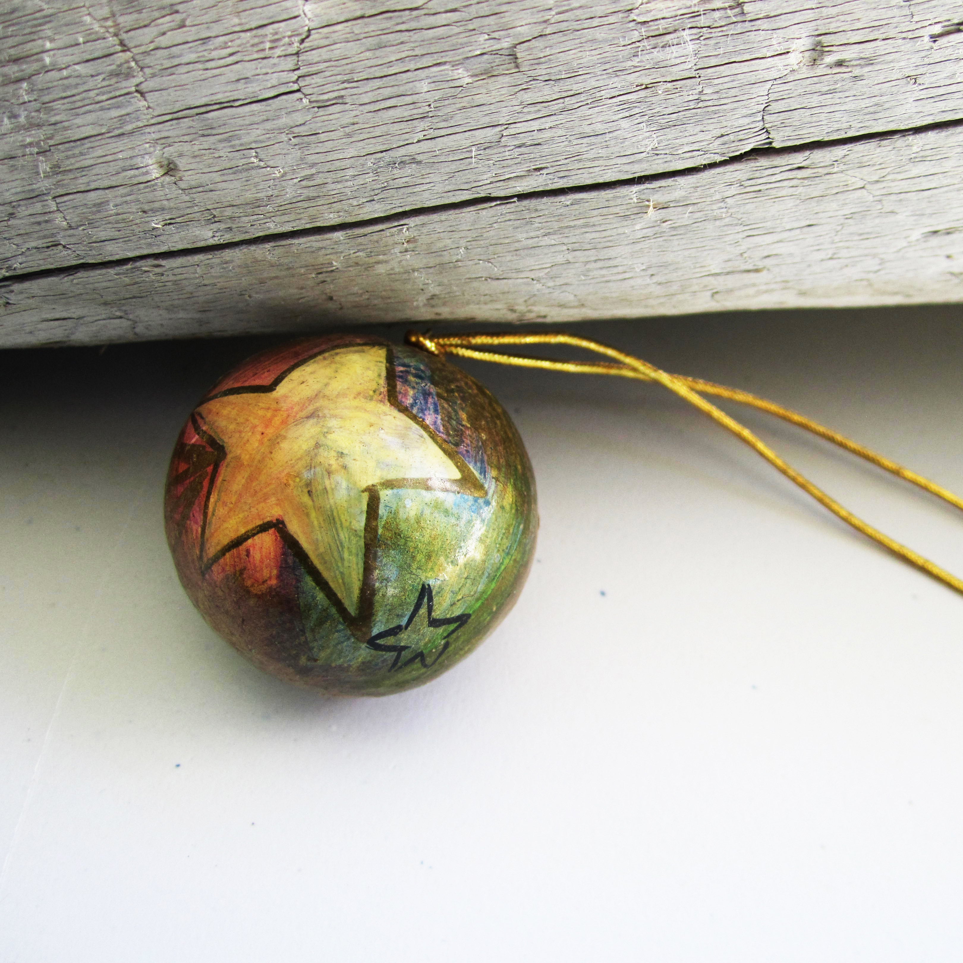 Paper Mache Ball - Murky Green (Star)