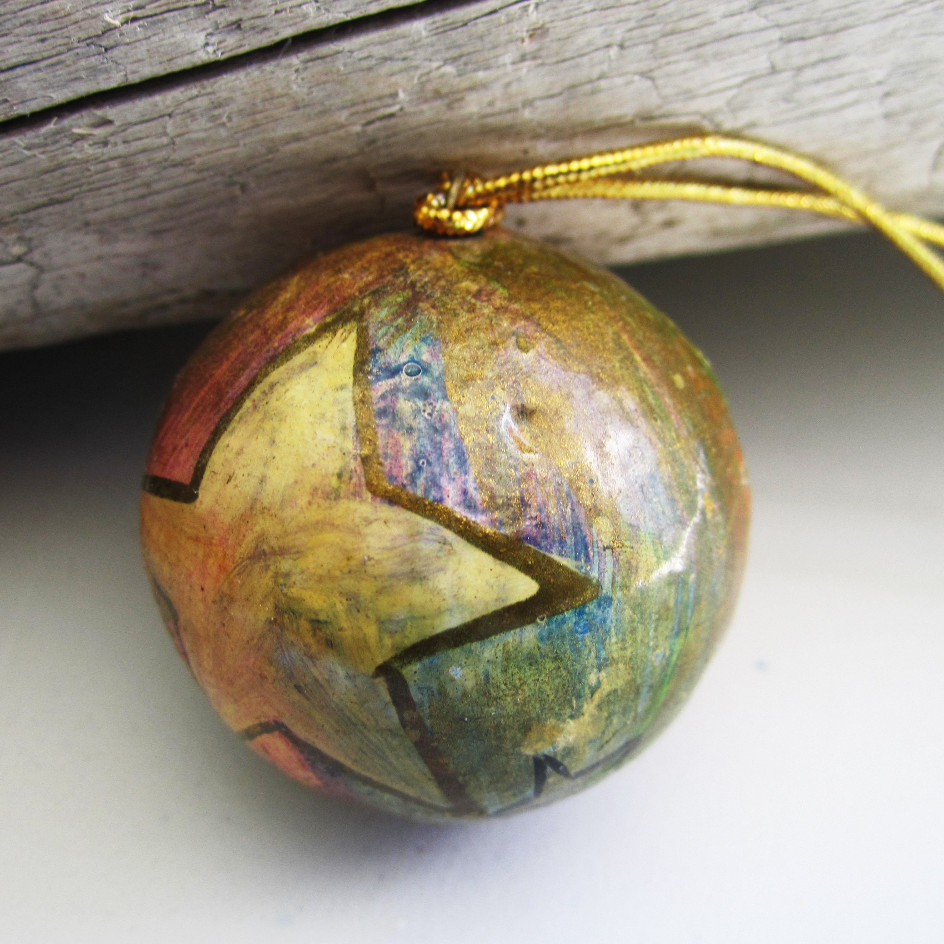 Paper Mache Ball - Murky Green (Star)