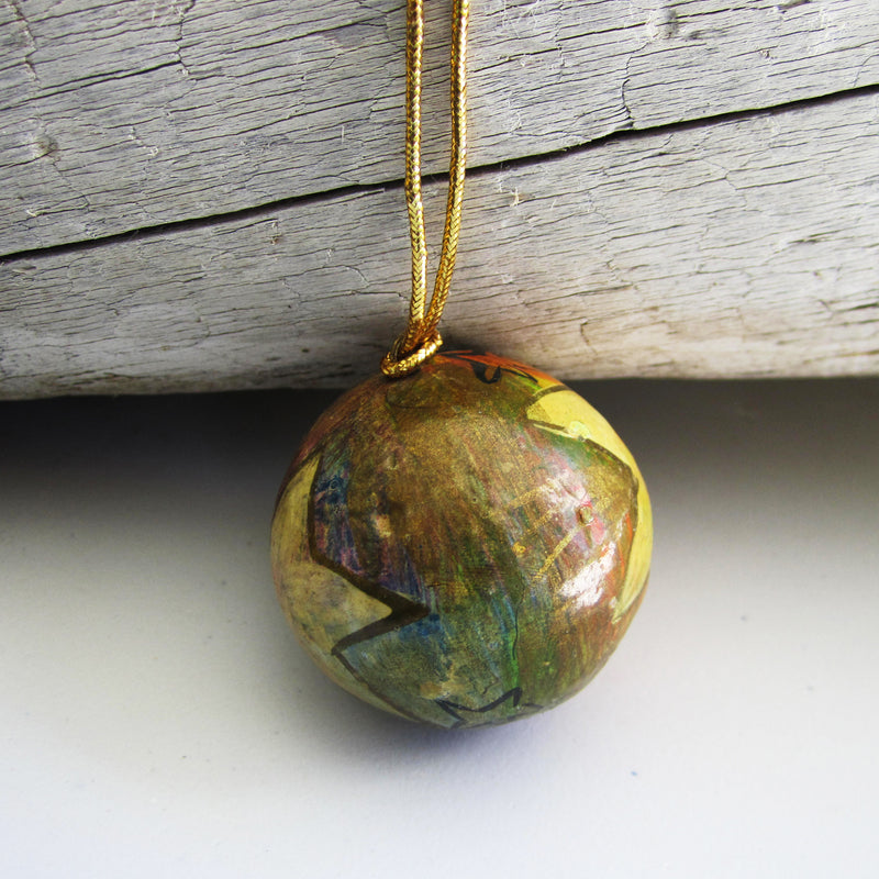 Paper Mache Ball - Murky Green (Star)