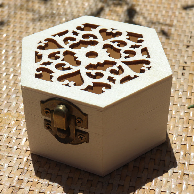 Hexagon Classic Wavy Wooden Gift Box