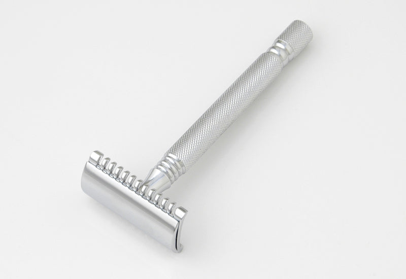 Double Edge Safety Razor (Open Comb Flecks, Chrome)
