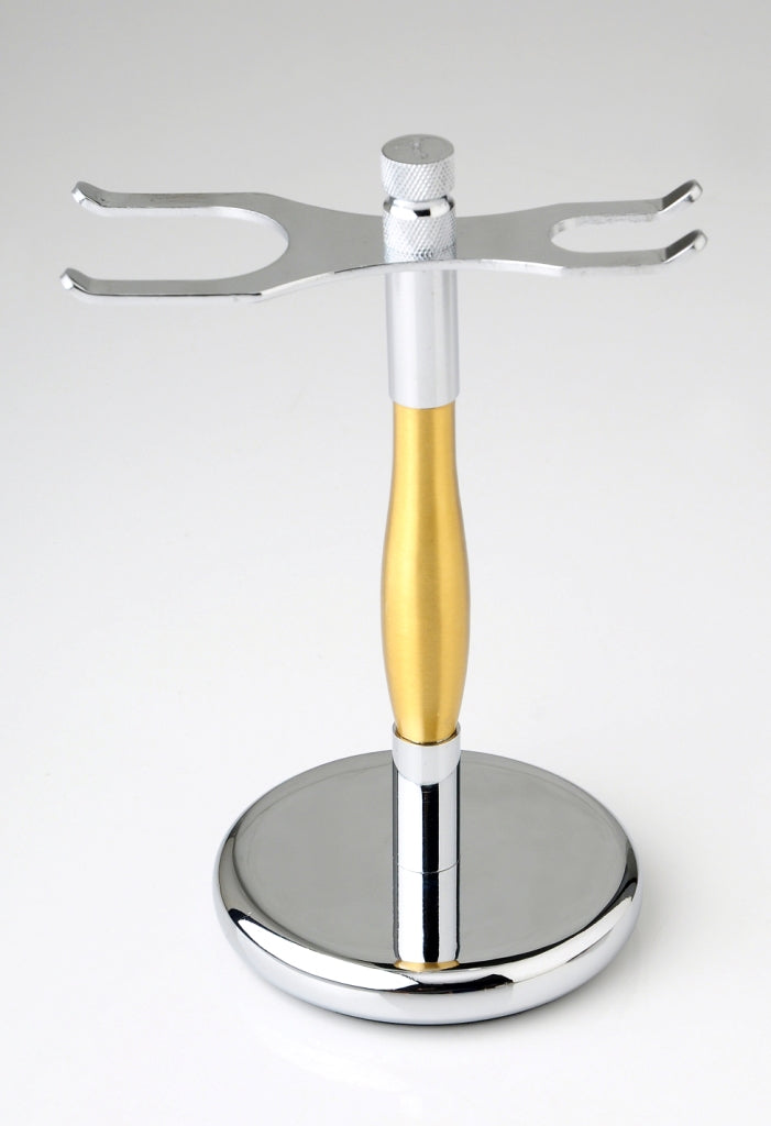Pearl Safety Razor and Shave Brush Shaving Stand Chrome Finished (Gold)