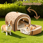 2-in-1 Detachable Indoor Plush Pet Bed with Handle