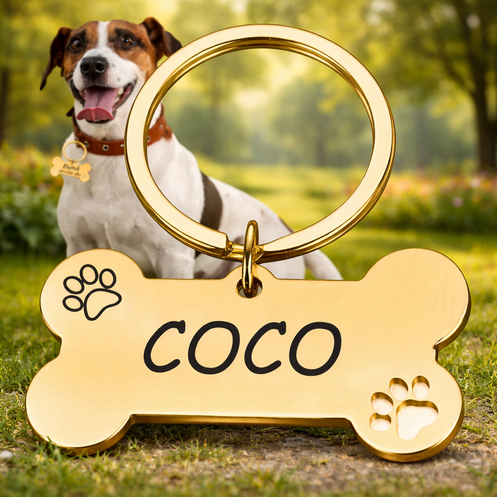 Customized Pet Tag – Golden / Silvery (C3) image 1