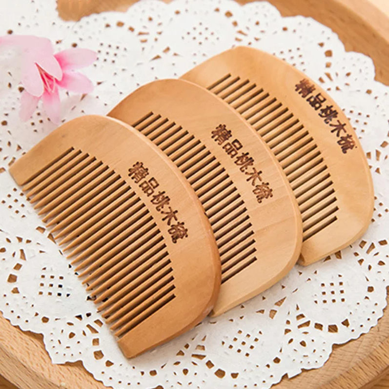 Natural Peach Wood Classic D Shaped Hand Held Comb