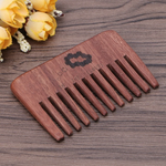 Natural Peach Wood Classic Broad Teeth Handle Comb (Fox Design) - 6