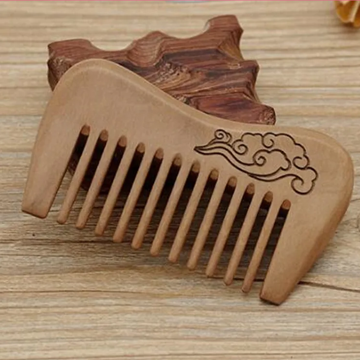 Handmade Sandalwood Wide Tooth Cloud Etched Comb