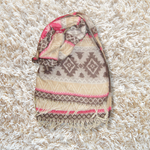 Beige shawl with baby pink pattern