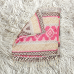 Beige shawl with baby pink pattern