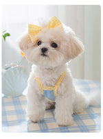 Spring and Summer Dog Cute Love Relief Texture Bow Strap Cat Tank Top Pet Dog Clothes Puppy Clothes Dog Costume