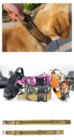 Durable Tactical Dog Collar Leash Pet Bungee Leash Durable Nylon Pet Training Collars With Handle Large Dogs French Bulldog