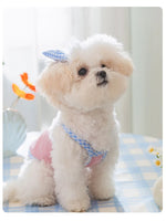 Spring and Summer Dog Cute Love Relief Texture Bow Strap Cat Tank Top Pet Dog Clothes Puppy Clothes Dog Costume