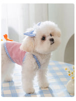 Spring and Summer Dog Cute Love Relief Texture Bow Strap Cat Tank Top Pet Dog Clothes Puppy Clothes Dog Costume