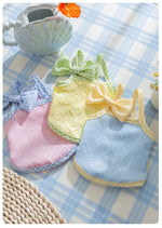 Spring and Summer Dog Cute Love Relief Texture Bow Strap Cat Tank Top Pet Dog Clothes Puppy Clothes Dog Costume