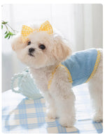 Spring and Summer Dog Cute Love Relief Texture Bow Strap Cat Tank Top Pet Dog Clothes Puppy Clothes Dog Costume